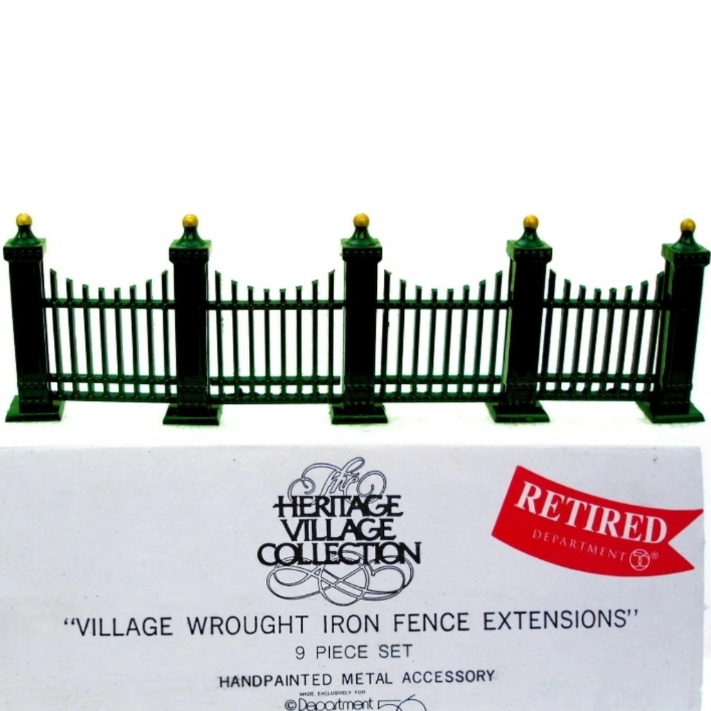 Dept 56 Village Wrought Iron Fence Extensions 9 Piece Metal Set Accessory 5515-8
